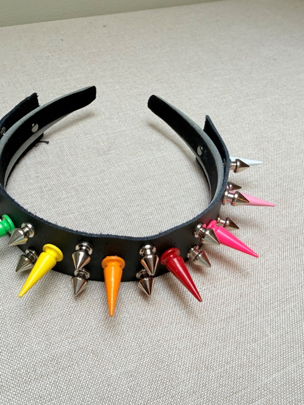 Rainbow Spiked LGBTQ Goth Punk Headband - Picture 2 of 8